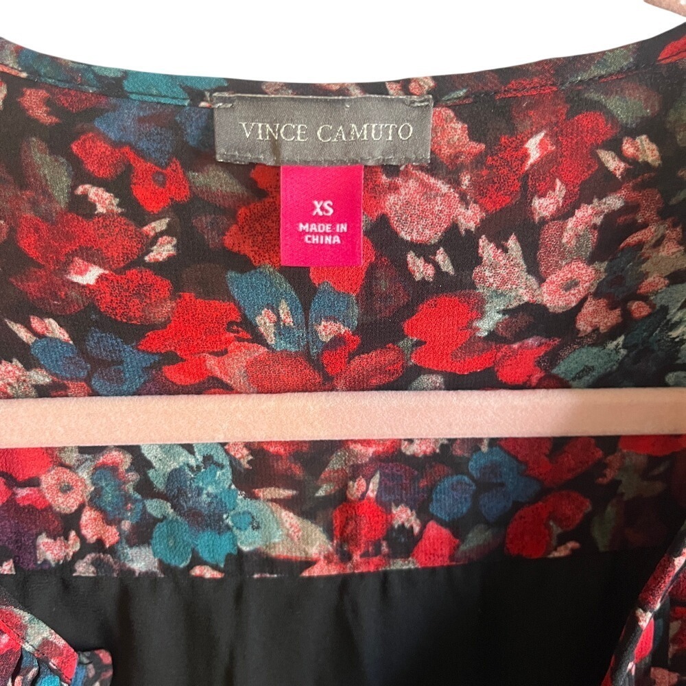 Vince Camuto Floral Print Blouse Pintuck Long Sleeve Top‎ XS - Picture 6 of 10